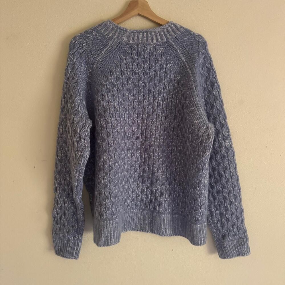 J.Crew Honeycomb Cashmere Rollneck Sweater XL Blue Cable Knit 100% Cashmere NWT - Picture 6 of 8